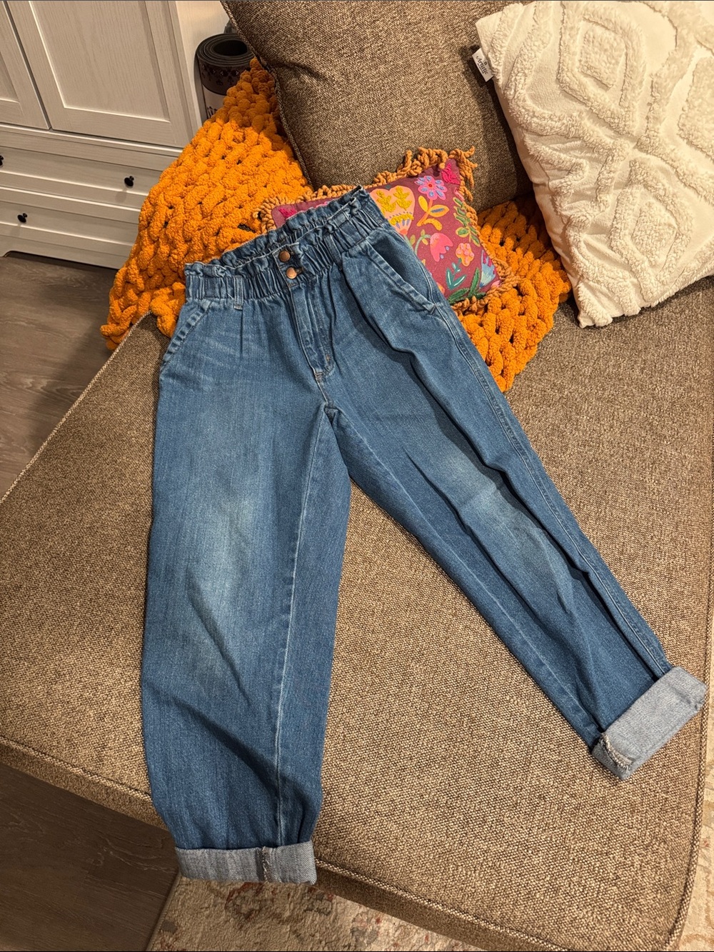 Universal Thread Medium Blue Paperbag Boyfriend Jeans